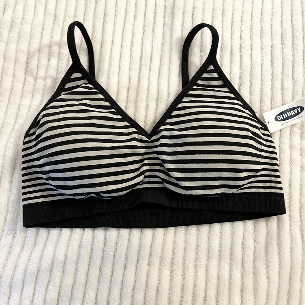 Old Navy Black and White Striped Bralette NWT